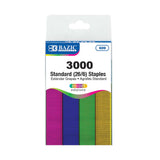 BAZIC 3000 Ct. Standard (26/6) Metallic Color Staples, pack of 24