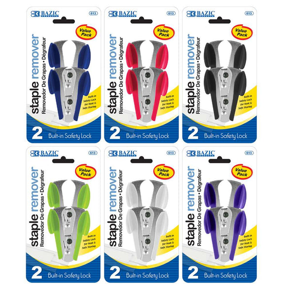 BAZIC Claw Style Staples Remover w/ Safety Lock (2/Pack), pack of 24