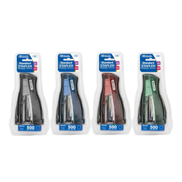 BAZIC Compact Stand-Up Standard (26/6) Stapler w/ 500 Ct. Staples, pack of 12