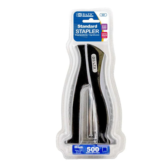 BAZIC Stand-Up Standard (26/6) Full Strip Stapler w/ 500 Ct. Staples, pack of 12