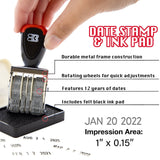 BAZIC Date Stamp and Ink Pad (Black Ink), pack of 24