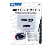 BAZIC Date Stamp and Ink Pad (Black Ink), pack of 24