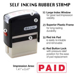 BAZIC Paid Self Inking Rubber Stamp (Red Ink), pack of 24