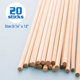 BAZIC 3/16" x 12" Round Natural Wooden Dowel (20/Bag), pack of 24