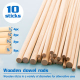BAZIC Assorted Round Natural Wooden Dowel (10/Bag), pack of 24