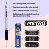 BAZIC Metro 0.7 mm Mechanical Pencil w/ Ceramics High-Quality Lead, pack of 24
