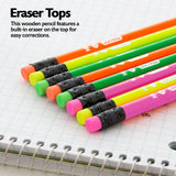 BAZIC Fluorescent Wood Pencil w/ Eraser (8/pack), pack of 24