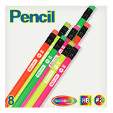 BAZIC Fluorescent Wood Pencil w/ Eraser (8/pack), pack of 24