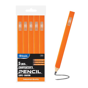 BAZIC Carpenter's Pencil (5/Pack), pack of 24