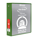 BAZIC 1.5" Green 3-Ring View Binder w/ 2-Pockets, pack of 12