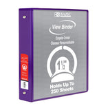 BAZIC 1.5" Purple 3-Ring View Binder w/ 2-Pockets (12-Pack)