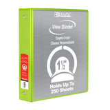 BAZIC 1.5" Lime Green 3-Ring View Binder w/ 2-Pockets (12-Pack)