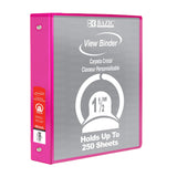 BAZIC 1.5" Fuchsia 3-Ring View Binder w/ 2-Pockets (12-Pack)
