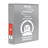 BAZIC 1.5" Grey 3-Ring View Binder w/ 2-Pockets (12-PACK)