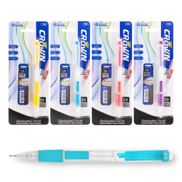 BAZIC Crown 0.7 mm Mechanical Pencil w/ Ceramics High-Quality Lead, pack of 24