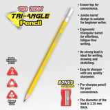BAZIC 3 #2 The First Triangle Jumbo Yellow Pencil w/ Sharpener, pack of 24