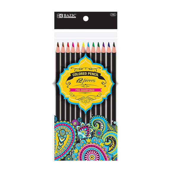 BAZIC 12 Colored Pencils Designer, Set for Art Drawing Sketching, 24-Pack