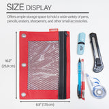 BAZIC 3 Ring Pencil Pouch, Mesh Window, Assorted Color, 24-Pack