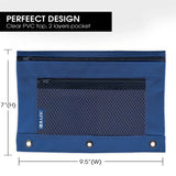 BAZIC Double Zipper 3-Ring Pencil Pouch w/ Mesh Window, pack of 24