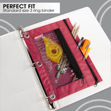 BAZIC Double Zipper 3-Ring Pencil Pouch w/ Mesh Window, pack of 24
