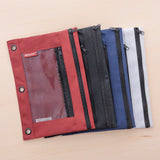 BAZIC Double Zipper 3-Ring Pencil Pouch w/ Mesh Window, pack of 24