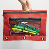 BAZIC Double Zipper 3-Ring Pencil Pouch w/ Mesh Window, pack of 24