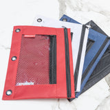 BAZIC Double Zipper 3-Ring Pencil Pouch w/ Mesh Window, pack of 24