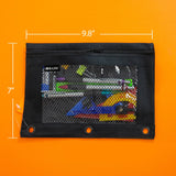BAZIC Black 3-Ring Pencil Pouch w/ Mesh Window, pack of 24