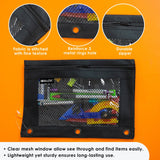 BAZIC Black 3-Ring Pencil Pouch w/ Mesh Window, pack of 24