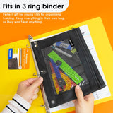 BAZIC Black 3-Ring Pencil Pouch w/ Mesh Window, pack of 24