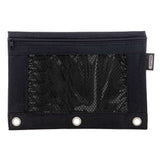 BAZIC Black 3-Ring Pencil Pouch w/ Mesh Window, pack of 24