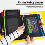 BAZIC Noir Neon 3-Ring Pencil Pouch w/ Mesh Window, pack of 24