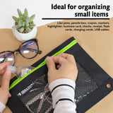 BAZIC Noir Neon 3-Ring Pencil Pouch w/ Mesh Window, pack of 24