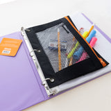 BAZIC Noir Neon 3-Ring Pencil Pouch w/ Mesh Window, pack of 24