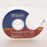BAZIC 3/4" X 1296" Transparent Tape w/ Dispenser, pack of 24