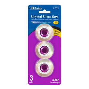 BAZIC 3/4" X 1000" Crystal Clear Tape Refill (3/Pack), pack of 24
