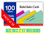 BAZIC Index Cards- variety packs and sizes