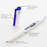 BAZIC Fiero Blue Fiber Tip Fineliner Pen (4/Pack), pack of 24