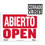 BAZIC 12" X 16" Abierto Sign w/ Cerrado Sign on Back, pack of 24