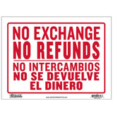 BAZIC 9" X 12" No Intercambios No Se Devuelve El Dinero Sign, pack of 24