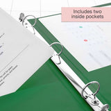 BAZIC 1" Green 3-Ring View Binder w/ 2-Pockets