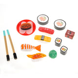 Kitchen Connection 21 Pieces Japanese Sushi Bento Box Plastic Play Food Set, Dinner Foods (Multi-color)