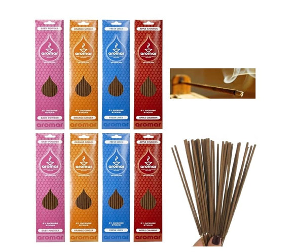 Aromar Hand-Dipped Incense Sticks – Made in USA, Multi-Scent Options, Available in 1, 3, or 6 Packs