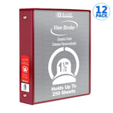 1.5" 3-Ring View Binder w/ 2-Pockets, pack of 12