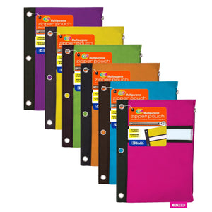 BAZIC Bright Color 3-Ring Pencil Pouch, pack of 24