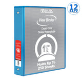 1.5" 3-Ring View Binder w/ 2-Pockets, pack of 12