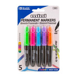 BAZIC Fancy Colors Mini Fine Point Permanent Markers w/ Cap Clip (5/Pack), pack of 24