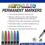 BAZIC Permanent Markers Metallic 6 Color, Fine Line Glitter (6/Pack), 12-Pack