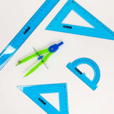BAZIC 4-Piece Geometry Ruler Combination Sets w/ Center Wheel Compass, pack of 24