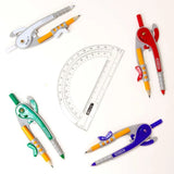 BAZIC Scale-Arm Compass w/ #2 Wood Pencil & 6" Clear Protractor Set, pack of 24